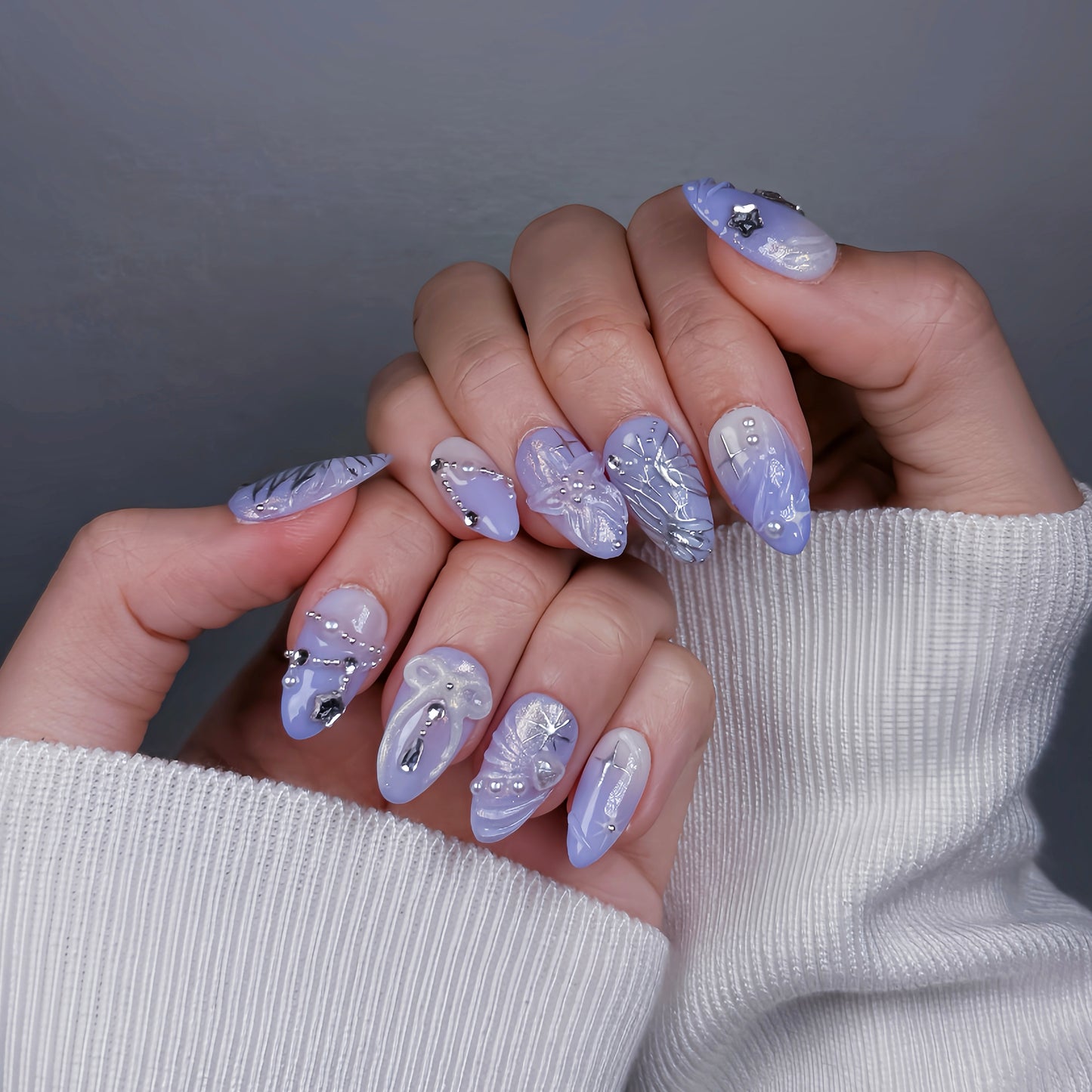 YUMMICLAWS Press on nails Purple Haze short almond