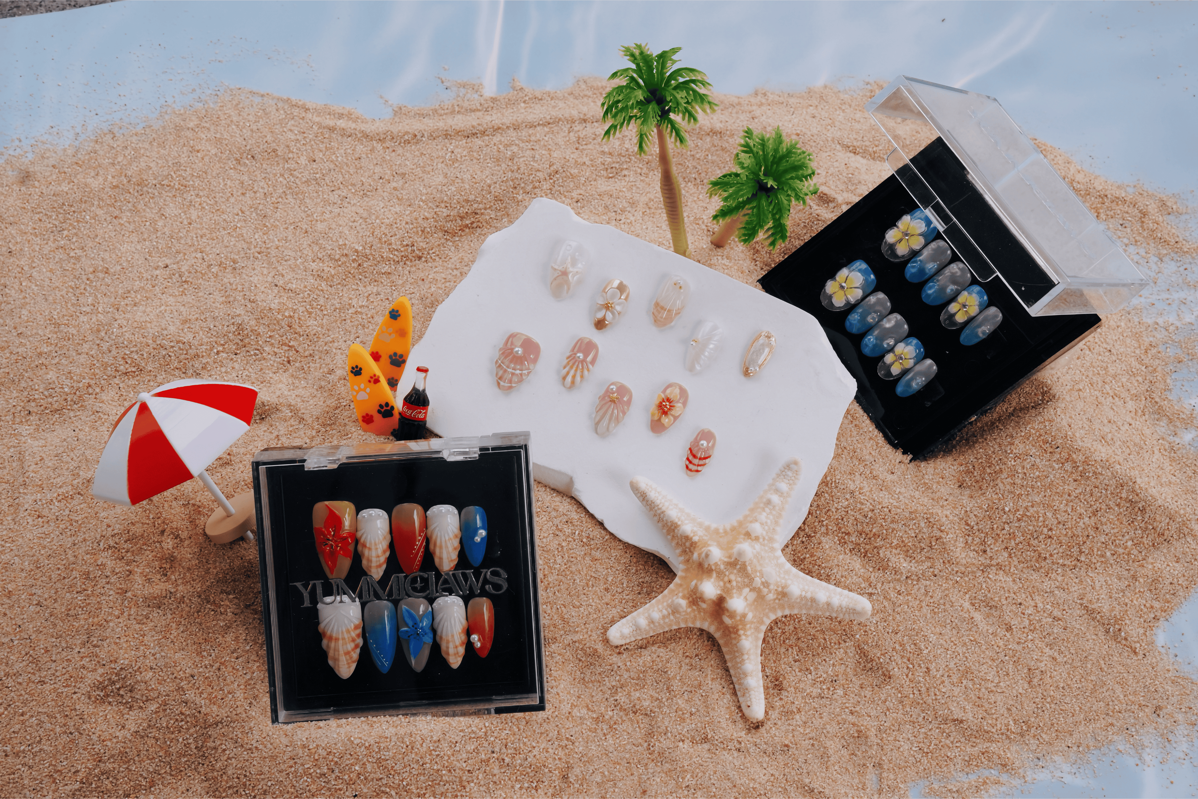 Summer Cove handmade press-on nails by YUMMICLAWS