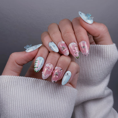 YUMMICLAWS Press on nails Pastel Petals short almond