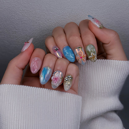 YUMMICLAWS Press on nails Fantasia short almond