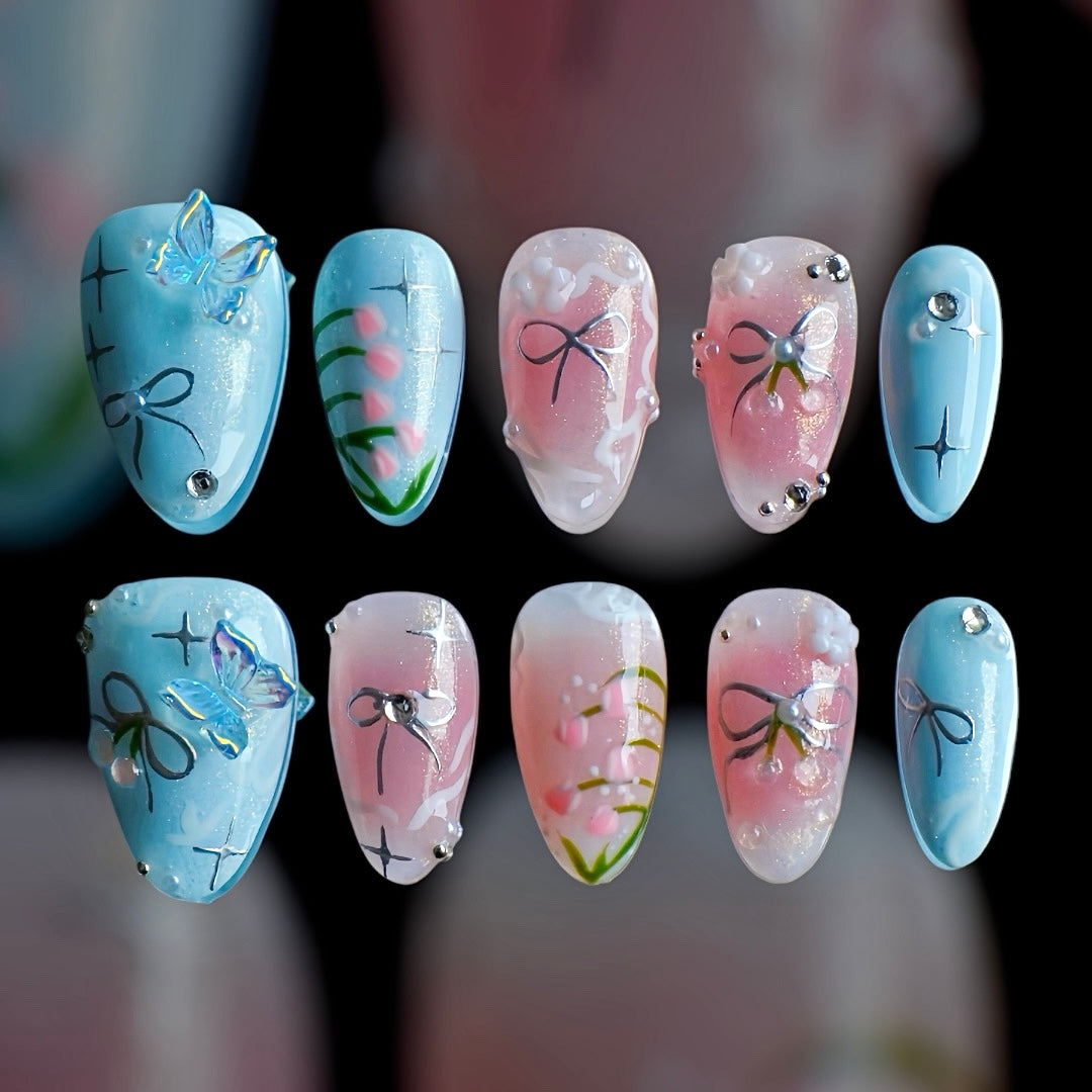 YUMMICLAWS Press on nails Pastel Petals short almond