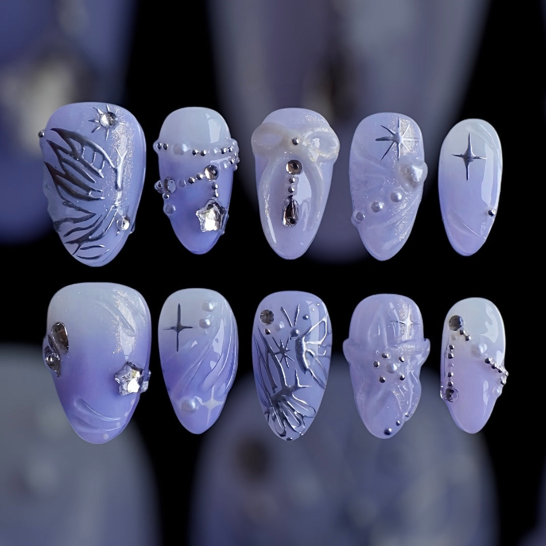 YUMMICLAWS Press on nails Purple Haze short almond