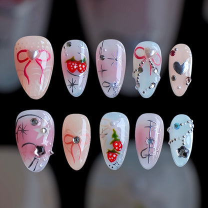 YUMMICLAWS Press on nails Strawberry Parfait short almond